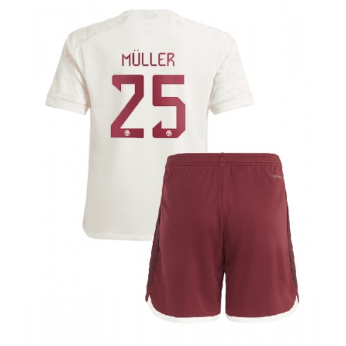 Fotbalové Dres Bayern Munich Thomas Muller #25 Dětské Alternativní 2023-24 Krátký Rukáv (+ trenýrky)